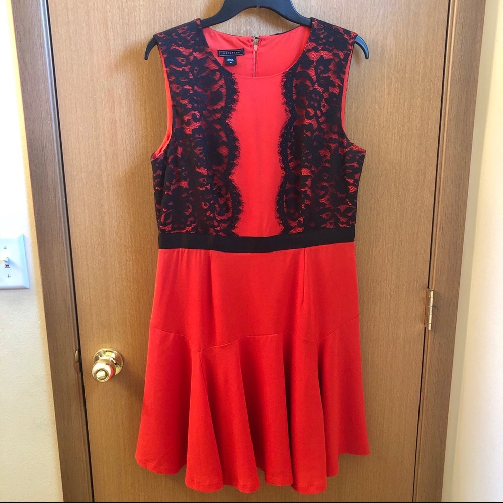 Vintage Metaphor Fit and Flare Lace Inset Dress